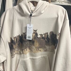 Vici Cream Hoodie with Horse Print